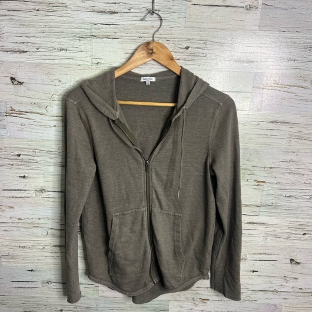 Splendid Olive Green brown Zip-Up Hoodie size small